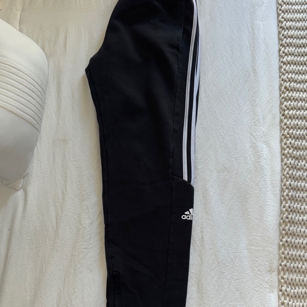 Adidas Black Joggers with White Stripes